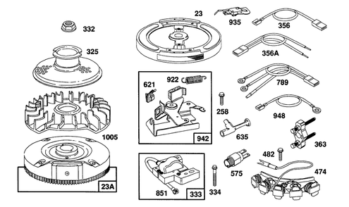 Flywheels,brake, Misc Elect Diagram and Parts List for 104772-0122-XX  Briggs and Stratton Engine